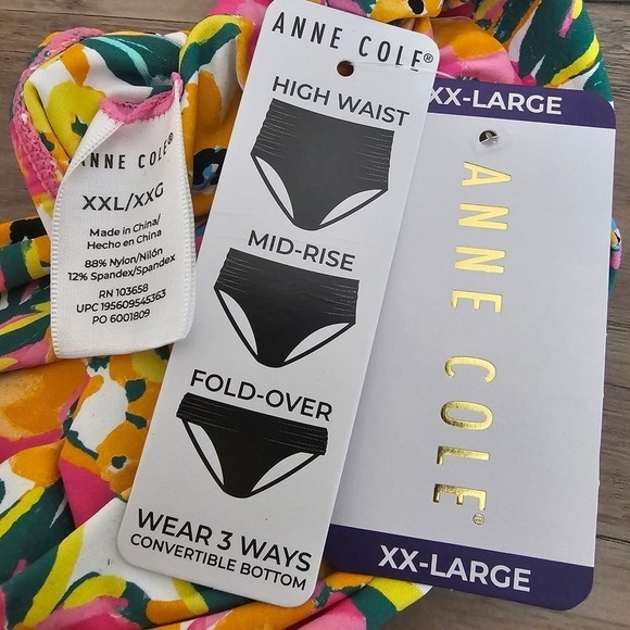 Anne Cole Bikini Convertible Bottom Womens Size XXL Pink Floral High Waist SwimB - Picture 6 of 8